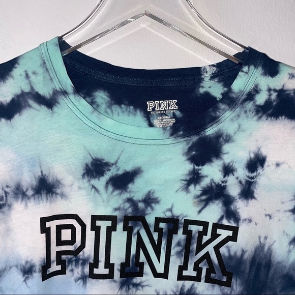 VS Pink Blue Tie Dye Long Sleeve Campus Tee - Picture 3 of 6